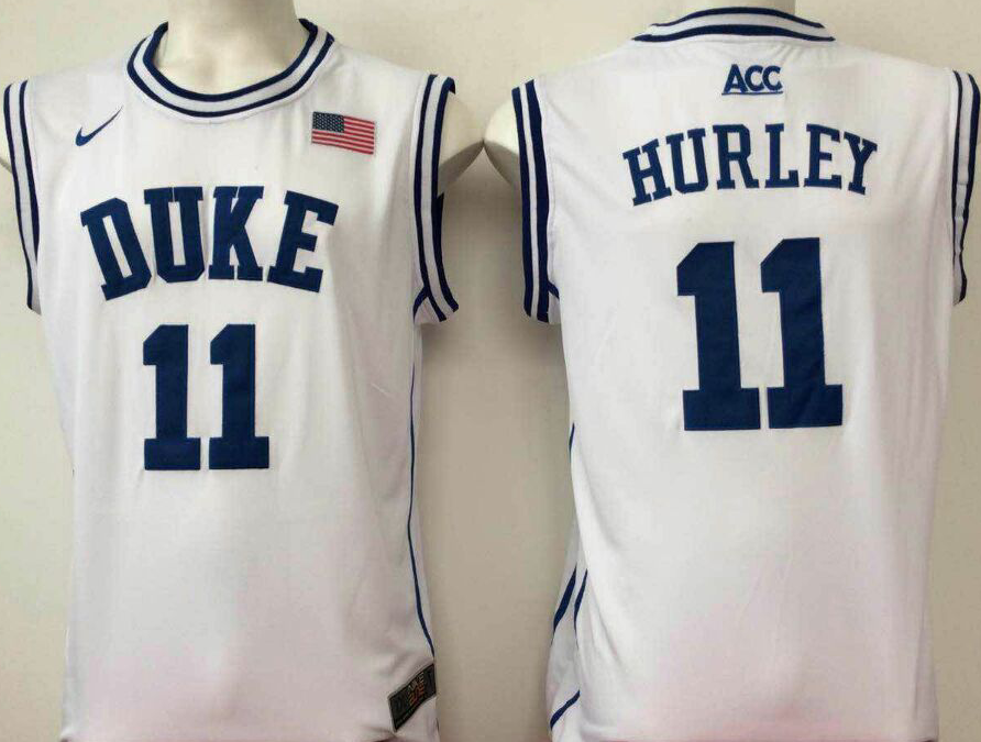 NCAA Men Duke Blue Devils White #11 hurley->->NCAA Jersey